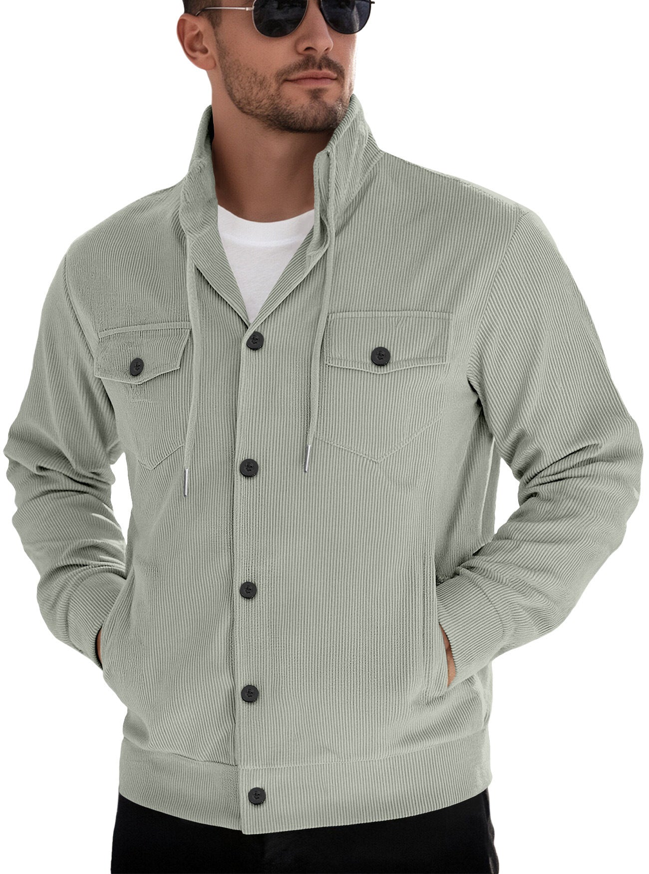 Sports Casual Polo Collar Corduroy Jacket For Men